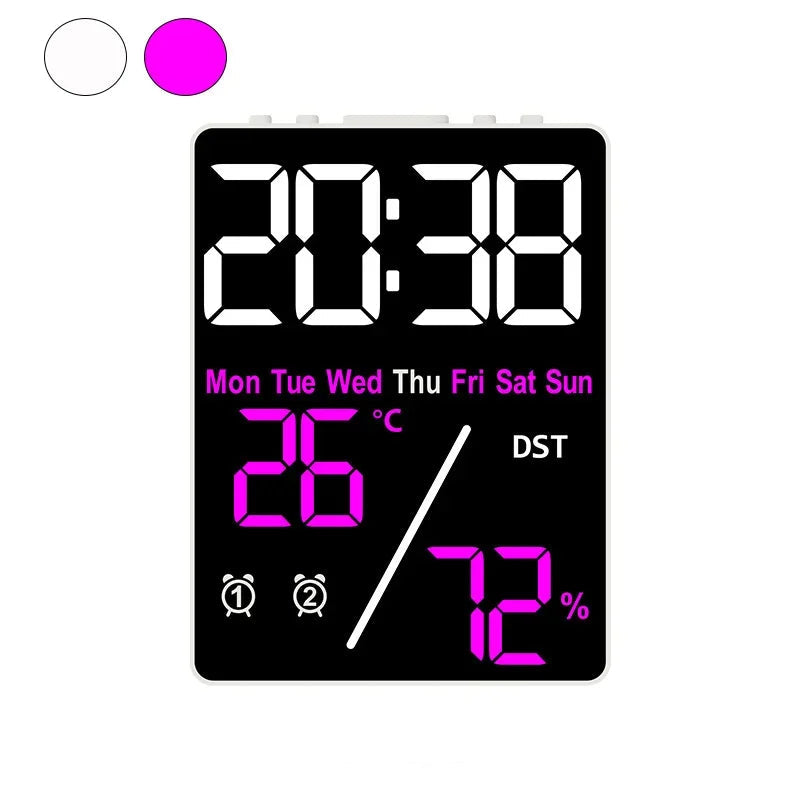 Réveil Multifonction Digital avec Réglage Luminosité 3 Niveaux – Affichage Date et Température