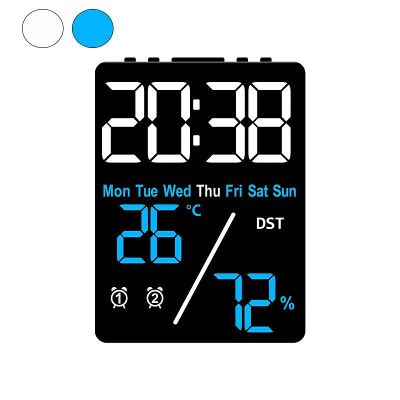 Réveil Multifonction Digital avec Réglage Luminosité 3 Niveaux – Affichage Date et Température