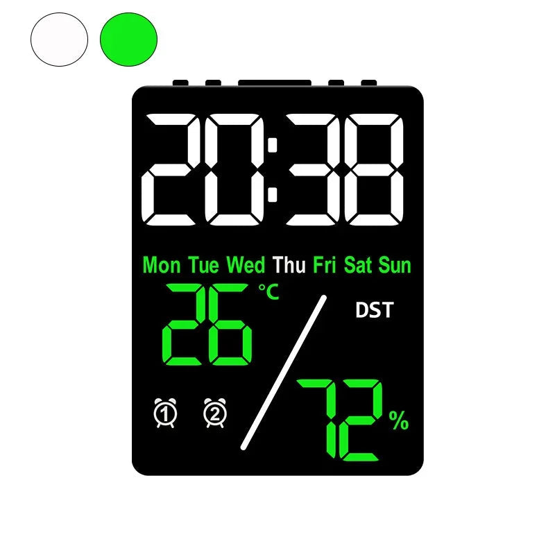 Réveil Multifonction Digital avec Réglage Luminosité 3 Niveaux – Affichage Date et Température