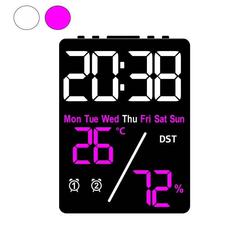 Réveil Multifonction Digital avec Réglage Luminosité 3 Niveaux – Affichage Date et Température