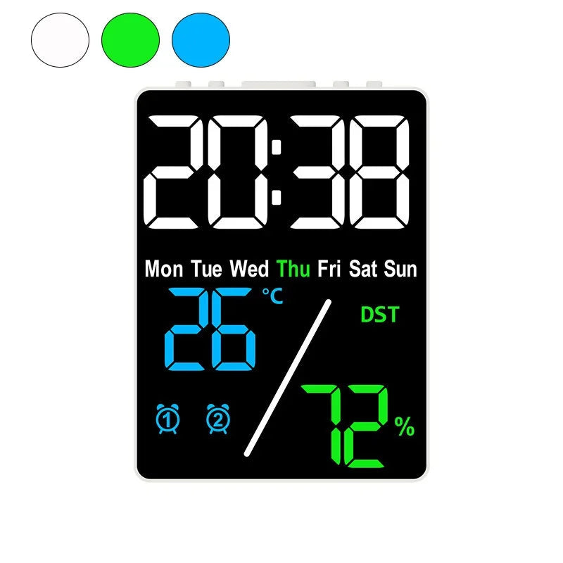 Réveil Multifonction Digital avec Réglage Luminosité 3 Niveaux – Affichage Date et Température