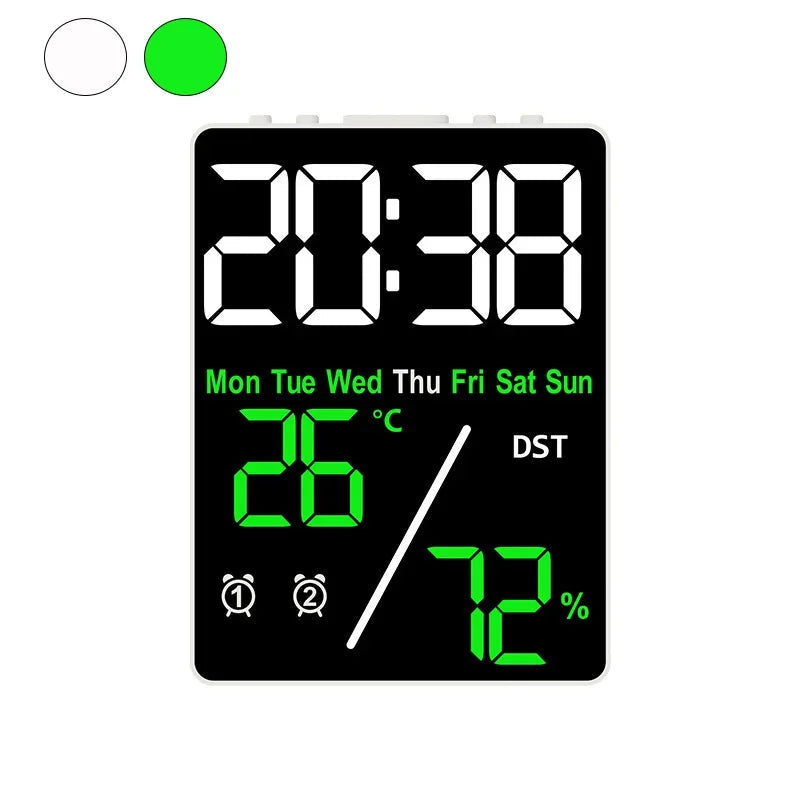 Réveil Multifonction Digital avec Réglage Luminosité 3 Niveaux – Affichage Date et Température