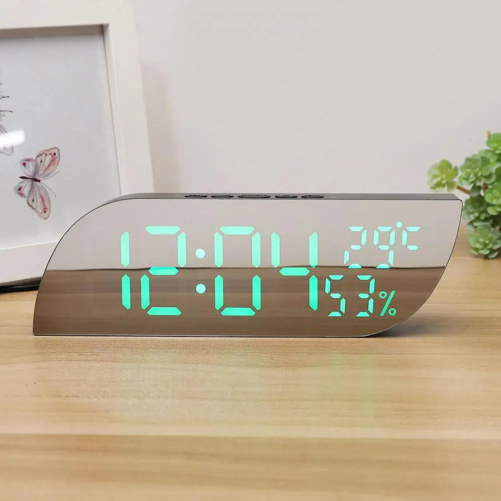 Réveil Multifonction LED Miroir avec Grand Affichage et Fonction Auto-Dim – Snooze et Horloge de Bureau