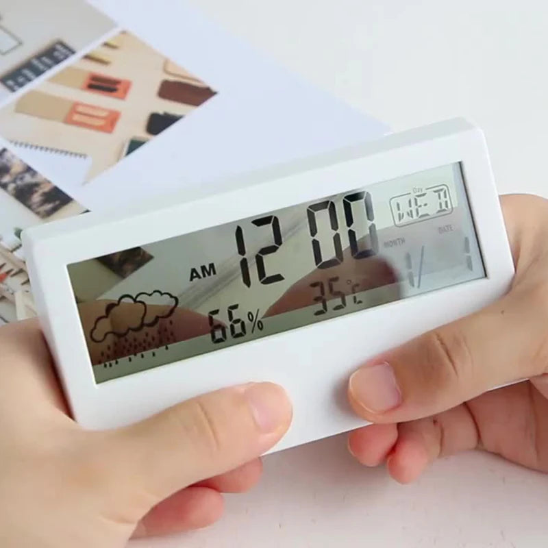 Réveil Multifonction avec Thermomètre et Hygromètre – Affichage Météo Lumineux et Design Créatif