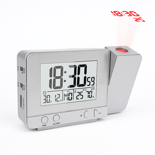 Réveil Projecteur Digital avec Température, Humidité et Port USB