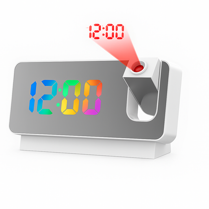 Réveil Projecteur avec Heure au Plafond, Double Alarme et Température