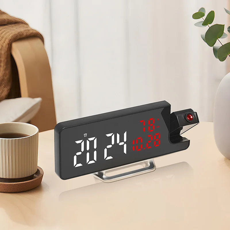 Réveil Projecteur avec Température, Humidité et Grand Affichage Digital