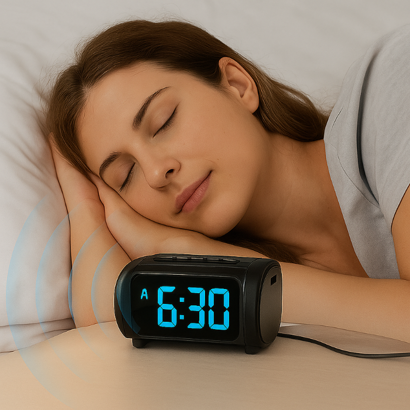 Réveil Projecteur Ultra-Clair avec Affichage Bleu et Port USB