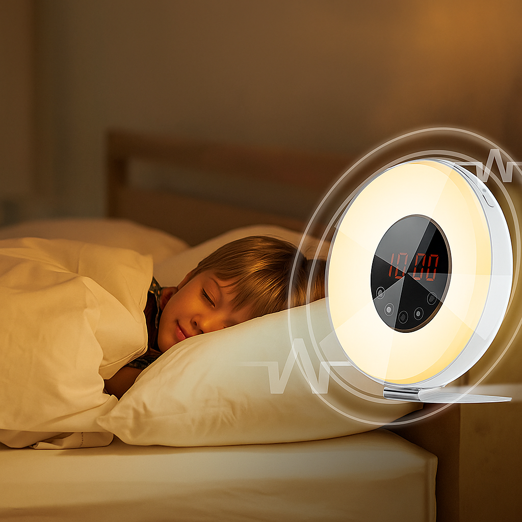 Réveil Simulateur d'Aube – Radio FM et 7 Couleurs LED