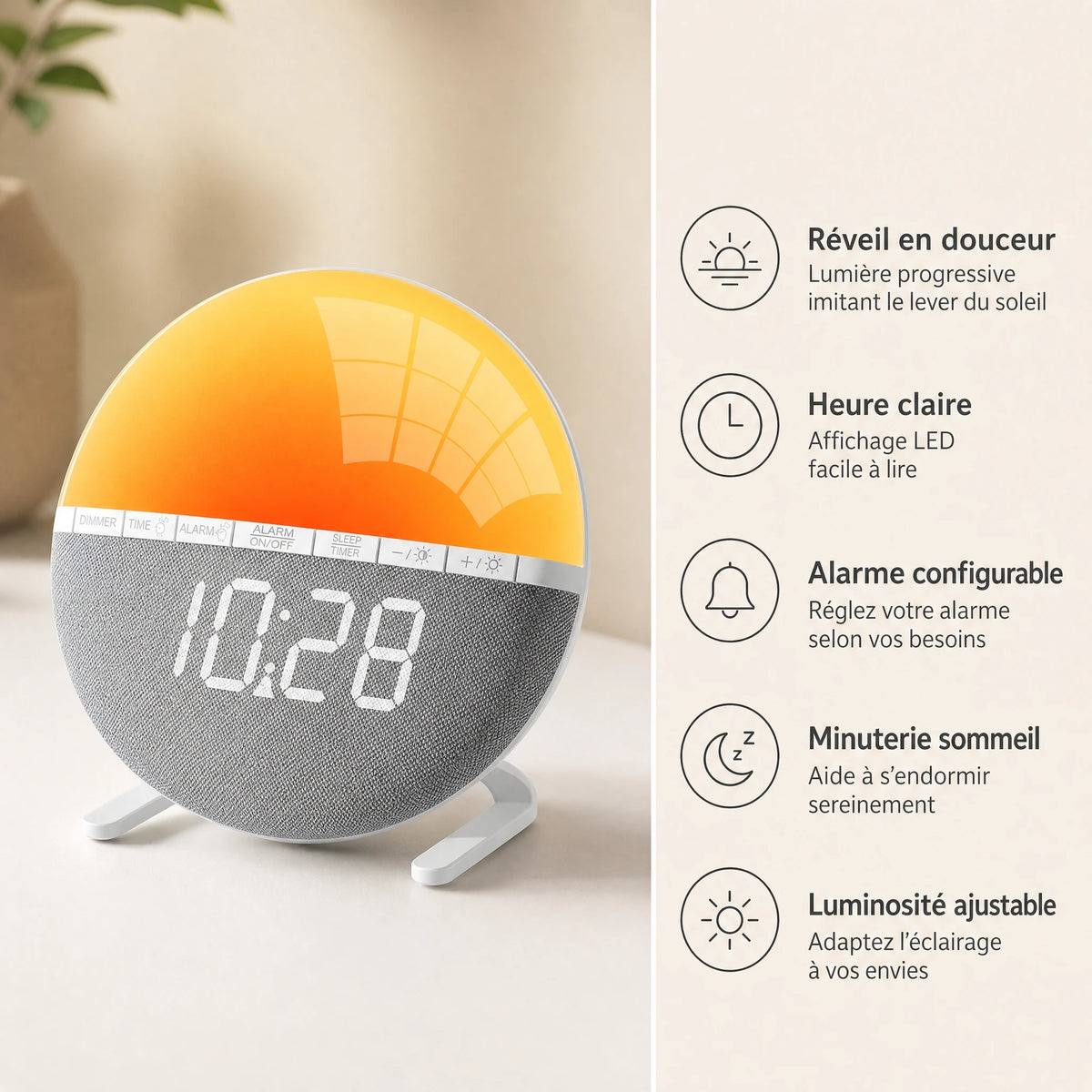 Réveil Simulateur d’Aube LED - Bénéfices produit