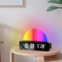 Réveil LED Miroir – Lampe Soleil RGB, Date et Jour
